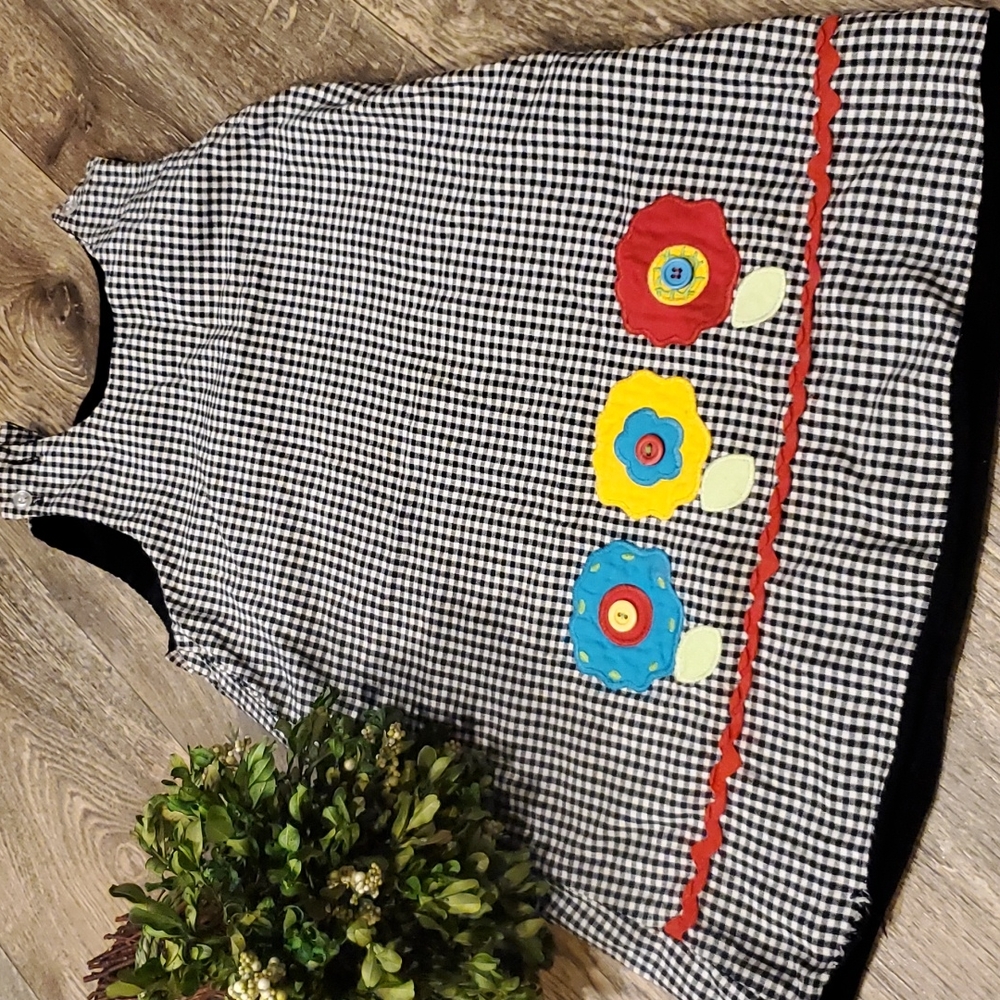 Rare Bailey Boys Reversible Black Gingham Floral Dress Sz 5 Rudolph Corduroy